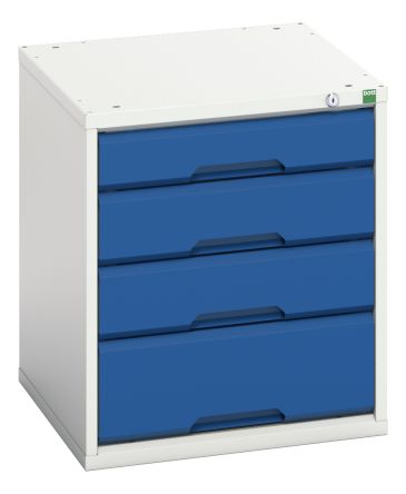 Bott Stahl Schubladenmagazin Blau, Grau, 4 Einschübe, 600mm X 525mm X 550mm