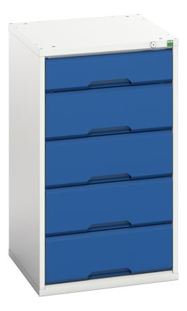Bott Stahl Schubladenmagazin Blau, Grau, 5 Einschübe, 900mm X 525mm X 550mm
