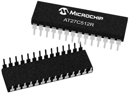 Microchip EPROM AT27C512R-45PU, 512kbit, 64K X 8 Bits, 45ns, PDIP 28 Pines
