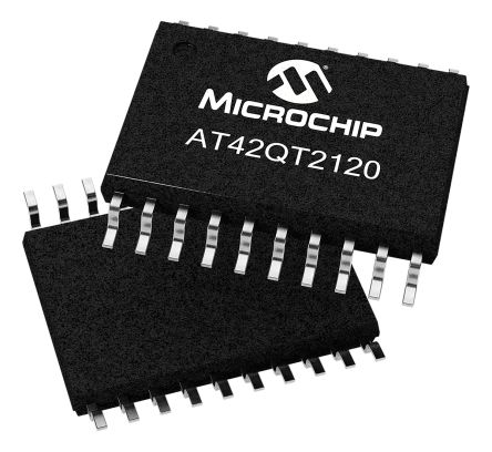 Microchip Controller Touch Screen AT42QT2120-XU, Spread-Spectrum Charge-Transfer, Seriale I2C, TSSOP, 20 Pin