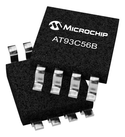Microchip Memoria EEPROM AT93C56B-SSHM-T, 2kbit, 128, 256 X, 8bit, Serie 3 Cables, 250ns, 8 Pines SOIC