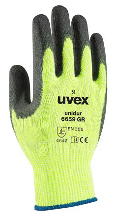 Uvex UNIDUR Arbeitshandschuhe, Größe 9, L, Schneidfest, Glasfaser, HPPE Grün 1Paar Stk.
