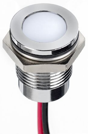 RS PRO LED Schalttafel-Anzeigelampe Weiß 1.8 → 3.3V Dc, Montage-Ø 14mm, Leiter