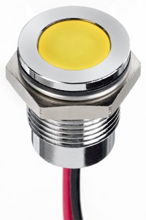 RS PRO LED Schalttafel-Anzeigelampe Gelb 12V Dc, Montage-Ø 14mm, Leiter