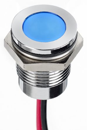 RS PRO LED Schalttafel-Anzeigelampe Blau 24V Dc, Montage-Ø 14mm, Leiter