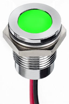 RS PRO LED Schalttafel-Anzeigelampe Grün 220V Ac, Montage-Ø 14mm, Leiter