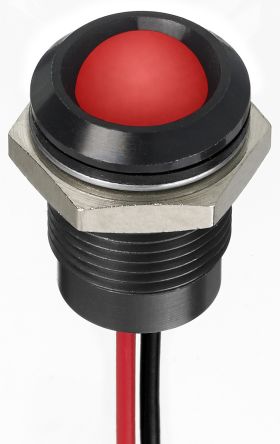 RS PRO Indicador LED, Rojo, Lente Prominente, Ø Montaje 14mm, 220V Ac, 3mA, 2800mcd, IP67