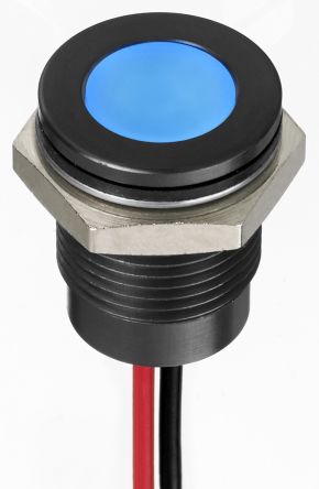 RS PRO LED Schalttafel-Anzeigelampe Blau 1.8 → 3.3V Dc, Montage-Ø 14mm, Leiter