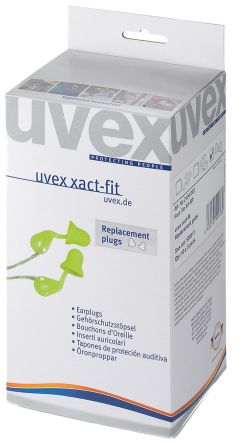Uvex Xact-fit Mehrweg Gehörschutzstöpsel EN352, Polyurethan Grün, SNR 26dB, 400 Paar