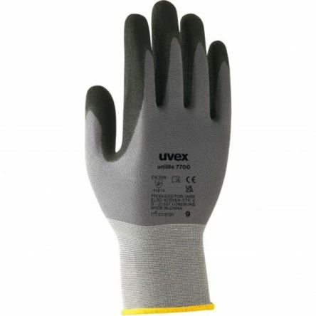 Uvex Unilite 7700 Arbeitshandschuhe, Größe 7, S, Allgemeine Anwendungen, Elastan, Polyamid Grau 1Paar Stk.