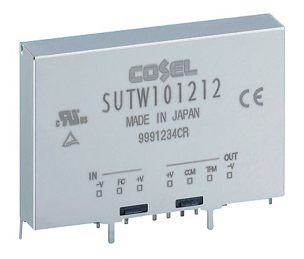 Cosel SUTW DC/DC-Wandler 10.5W 12 V Dc IN, ±15 V Dc, ±30V Dc OUT / 350mA 500V Ac Isoliert