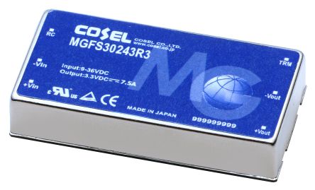 Cosel MGS DC-DC Converter, 12V Dc/ 2.5A Output, 18 → 36 V Dc Input, 30W, PCB Mount, +85°C Max Temp -40°C Min Temp