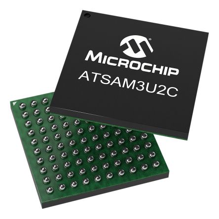 Microchip Mikrocontroller SAM3U ARM Cortex M3 32bit SMD 128 KB TFBGA 100-Pin 96MHz 36 KB RAM USB