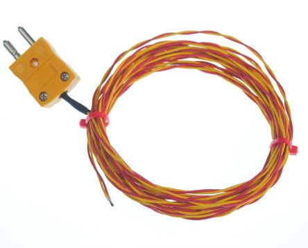RS PRO k型热电偶 x 20m长探头, 最高感应+700°C, 标准插头接端, 20m线长