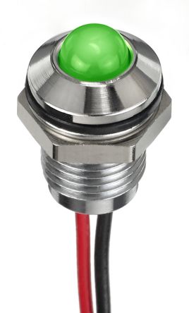 RS PRO LED Schalttafel-Anzeigelampe Grün 1.8 → 3.3V Dc, Montage-Ø 8mm, Leiter