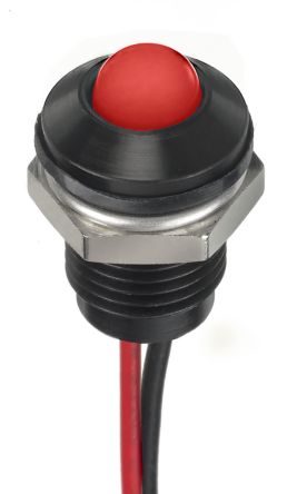 RS PRO Indicador LED, Rojo, Lente Prominente, Ø Montaje 8mm, 24V Dc, 20mA, 6000mcd, IP67
