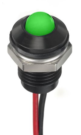 RS PRO LED Schalttafel-Anzeigelampe Grün 24V Dc, Montage-Ø 8mm, Leiter
