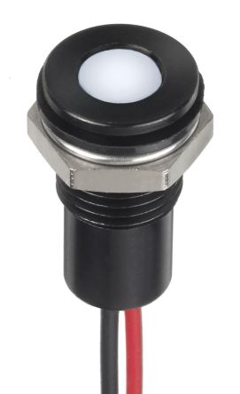 RS PRO LED Schalttafel-Anzeigelampe Weiß 1.8 → 3.3V Dc, Montage-Ø 8mm, Leiter