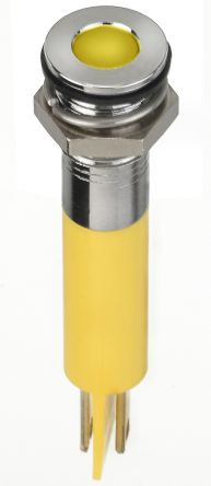 RS PRO LED Schalttafel-Anzeigelampe Gelb 2V Dc, Montage-Ø 8mm, Faston, Lötfahne