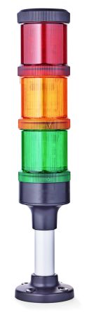 AUER Signal ECOmodul60 LED Signalturm 3-stufig Linse Rot/Grün/Gelb LED Orange, Grün, Rot + Dauer Multifunktion
