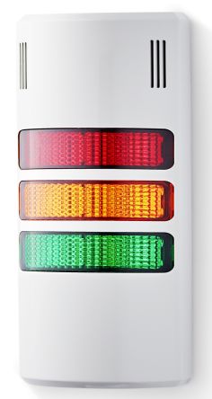 AUER Signal Torretta Di Segnalazione, 24 V Ca/cc, LED, 3 Elementi, Lenti Rosso/Verde/Ambra, Con Cicalino