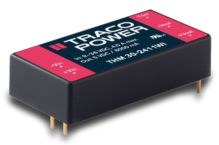 TRACOPOWER THM 30 WI DC/DC-Wandler 30W 24 V Dc IN, 15V Dc OUT / 2A 5kV Ac Isoliert