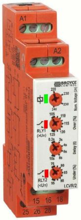 Broyce Control L Überwachungsrelais Max. 315 V 1-phasig, 1-poliger Wechsler Überspannung, Unterspannung DIN-Schienen
