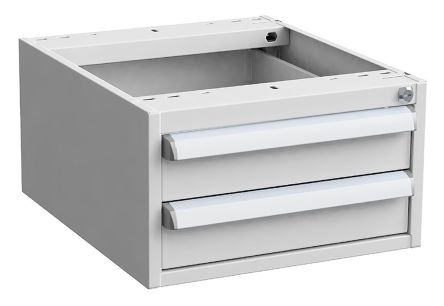 Treston 灰色 储物柜, 260mm高 x 450mm宽 x 520mm深, 2个抽屉, 钢外框