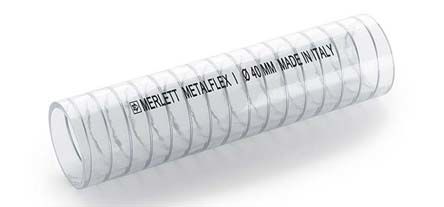 Merlett Plastics Metalflex Schlauch, Ø 20mm 26.5mm Klar PVC Übertragung, Vakuum 5 Bar Für Industrieausführung X 5m