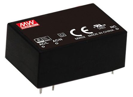 MEAN WELL Switching Power Supply, IRM-03-5, 5V Dc, 600mA, 3W, 1 Output, 120 → 430 V Dc, 85 → 305 V Ac