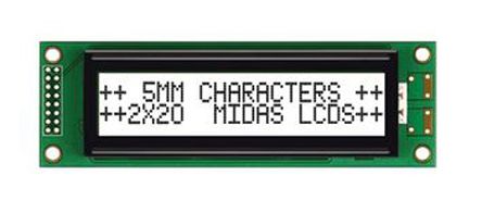 Midas MC22005A6W-FPTLW-V2 A Alphanumeric LCD Display White, 2 Rows By 20 Characters, Transmissive