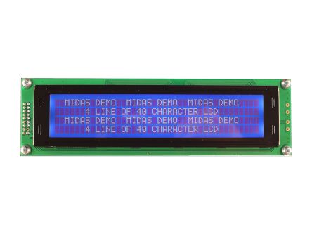 Midas Afficheur Monochrome LCD, Alphanumérique, 4 Lignes De 40 Caractères, 8 Bits