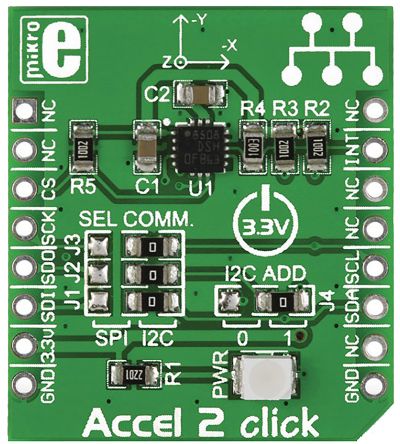 MikroElektronika LIS3DSH Accel2 Click Entwicklungskit, Beschleunigungsmesser-Sensor