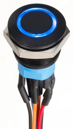 APEM Druckschalter Blau Beleuchtet Tastend Tafelmontage, Wechselschalter, 2-polig 30V Dc / 1 A