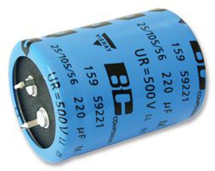 Vishay PUL-SI Snap-In Aluminium-Elektrolyt Kondensator 150μF ± 20% / 500V Dc, Ø 25mm X 45mm, Bis 105°C