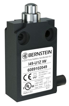Bernstein AG I49 Rollenstößel, Stößel, SPST, Schließer/Öffner, IP 67, Kunststoff Anschluss Kabel