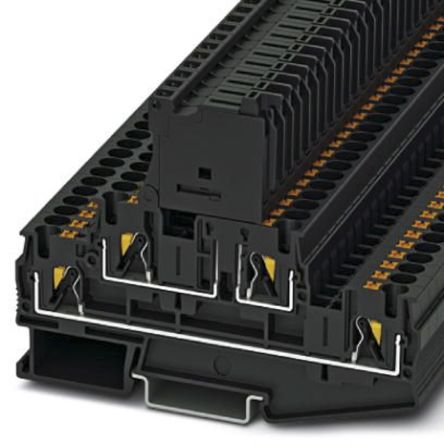Phoenix Contact PTTB 4-HESILED 24 (5X20) Series Black DIN Rail Terminal Block, 0.2 → 4mm², Double-Level, Push In