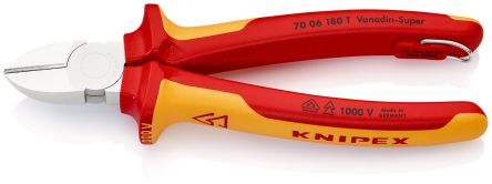 Knipex Tronchesi Laterali In Acciaio Al Cromo-vanadio, L. 180 Mm, Capacità Di Taglio Max 4mm, Approvato VDE