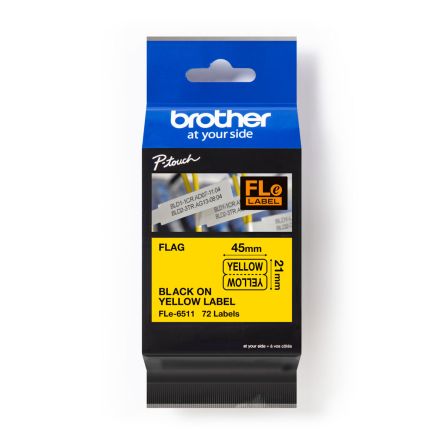 Brother Cinta Para Impresora De Etiquetas, Color Negro Sobre Fondo Amarillo, 72 Per Roll, Para Usar Con PTD800W,