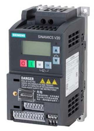 Siemens SINAMICS V20, 1-Phasen Frequenzumrichter 0,12 KW, 230 V Ac / 900 MA 0 → 550Hz Für Wechselstrommotoren