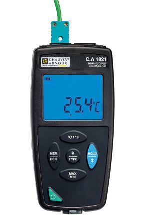 Chauvin Arnoux Digital Thermometer, CA 1821,, Bis +1200 (J) °C, +1300 (N) °C, +1372 (K) °C, +1742 (E) °F, +1767 (R)