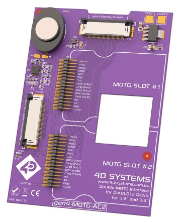 4D Systems Display-Interface Set I2C, SPI, UART Für LCD-Anzeigemodule Gen4 AC2-Schnittstellenleiterplatte MOTG