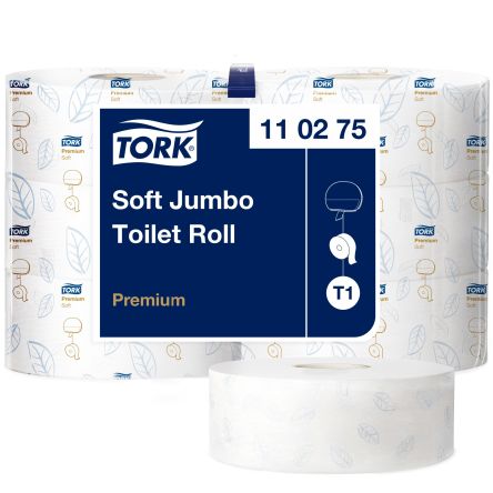Tork Weiß Toilettenpapier, 2-lagig 1800-Blatt, 6 X Rollen Jumbo