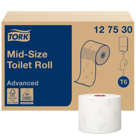 Tork Weiß Toilettenpapier, 2-lagig, 27 X Rollen Compact Mid Size Advanced Mittelgroß