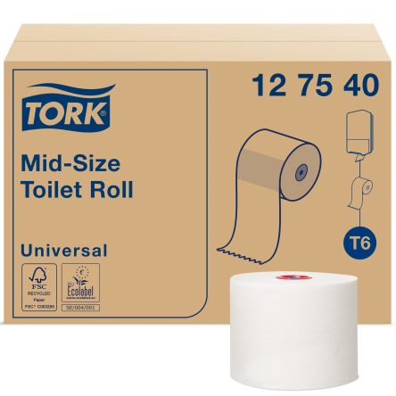 Tork Rollo De Papel Higiénico Blanco 127540, 27 Rodillos,, 1 Capa Capas Universal Tamaño Medio