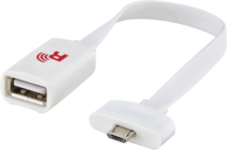 Rosenberger Cable USB 2.0 L99, Con A. USB A Hembra, Con B. Micro USB B Macho, Long. 1m, Color Blanco