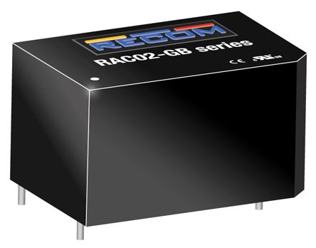 Recom 2W开关电源, RAC02-GB系列, 5V 直流输出电压 400mA输出电流, 1输出点