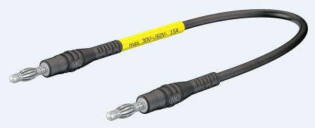 Staubli Messleitung 4mm Stecker / Stecker, Schwarz PVC-isoliert 1m, 30 V Ac, 60V Dc / 15A