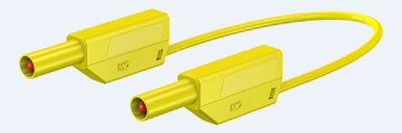 Staubli Messleitung 4mm Stecker / Stecker, Gelb PVC-isoliert 500mm, 1kV / 32A CAT II 1000V