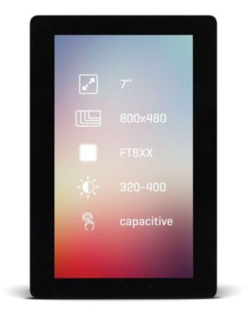 MikroElektronika Farb-LCD 7Zoll QSPI, SPI Mit Touch Screen Kapazitiv, 800 X 480pixels, 154 X 86mm 3 → 3,6 V LED
